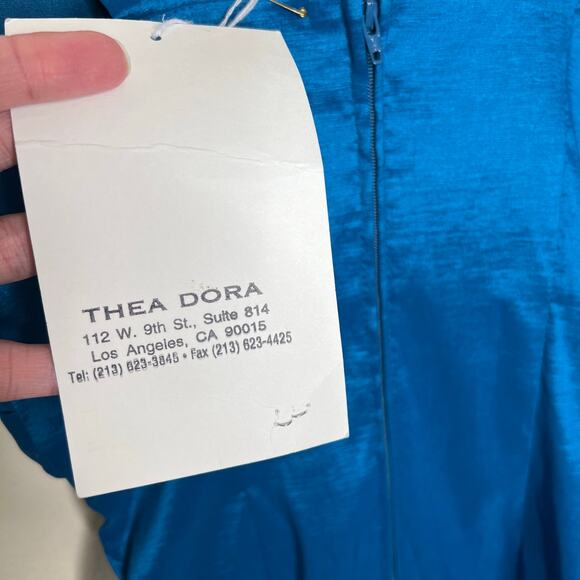 Thea Dora Mini Dress 4 Small Teal Blue Taffeta Evening Special Occasion Wedding - Picture 7 of 7